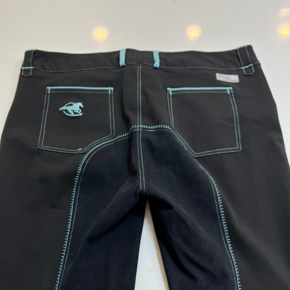 Piper Curvy Evolution Smartpak Womens Black Teal Equestrian Riding Breeches 44R - Picture 5 of 13